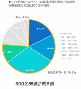 【マイナビ新卒】500名未満の企業が8割
